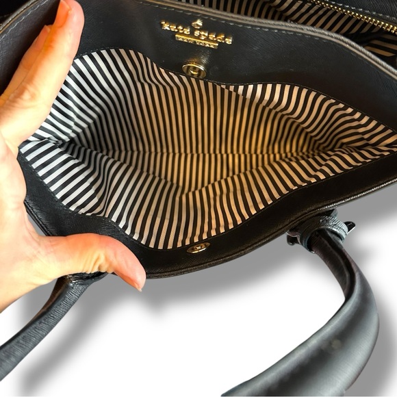 Kate Spade Black Cameron Street Candace handbag with striped strap & tassel - Picture 9 of 15